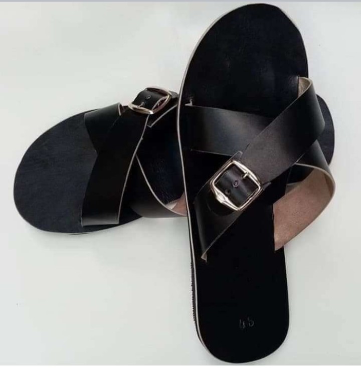 Leather sandals.